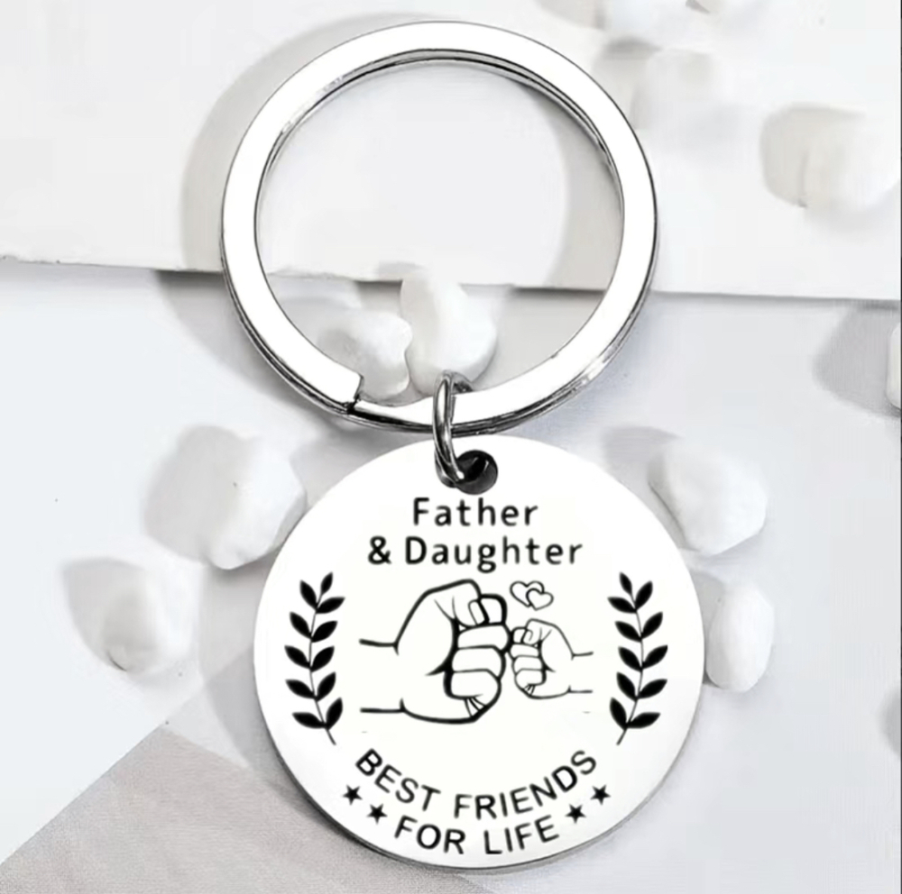 3/$25 Father & Daughter BEST FRIENDS FOR LIFE Hearts Stainless Steel Keychain